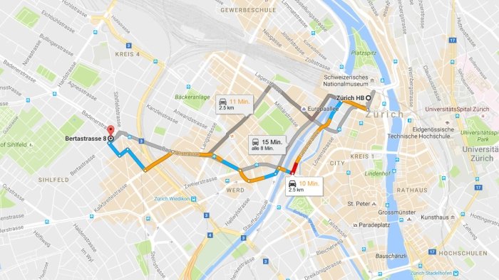 Description du chemin pour bureau de conseils juridique Zurich